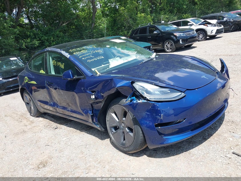 2023 Tesla Model 3 VIN 5YJ3E1EA7PF503798 IAAI salvage auction — REPOSSESSION, Salvage Title, sold $725 on 2026-07-29 (photo 1)