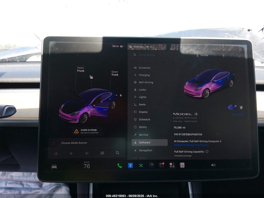 2018 Tesla Model 3 VIN 5YJ3E1EB8JF068709 IAAI salvage auction — RIGHT FRONT, Salvage Title, sold $3,950 on 2026-07-16 (photo 7)