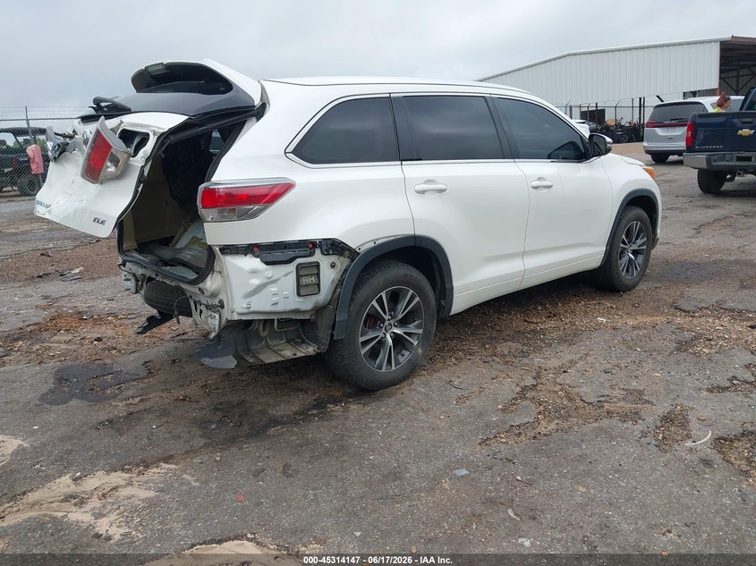 2016 Toyota Highlander VIN 5TDKKRFH8GS171574 IAAI salvage auction — REAR END, Salvage (Mississippi), sold $25 on 2026-07-29 (photo 4)