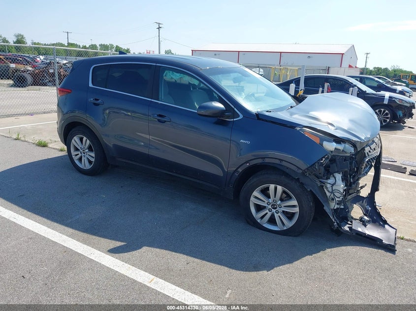 2017 Kia Sportage VIN KNDPMCAC9H7291243 IAAI salvage auction — FRONT END, Salvage Title, sold $675 on 2026-08-01 (photo 1)