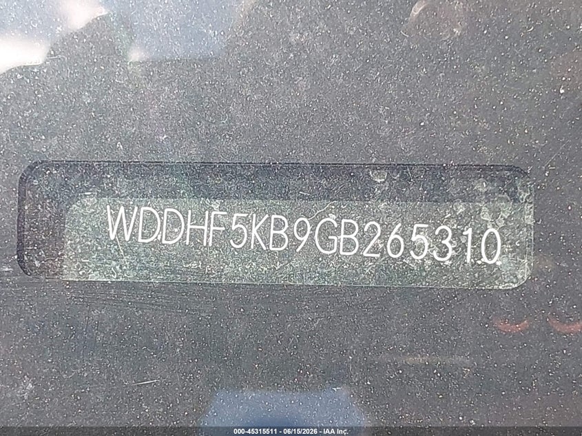 2016 Mercedes-benz E-klasse VIN WDDHF5KB9GB265310 IAAI salvage auction — FRONT END, Salvage Title, sold $1,950 on 2026-08-04 (photo 9)