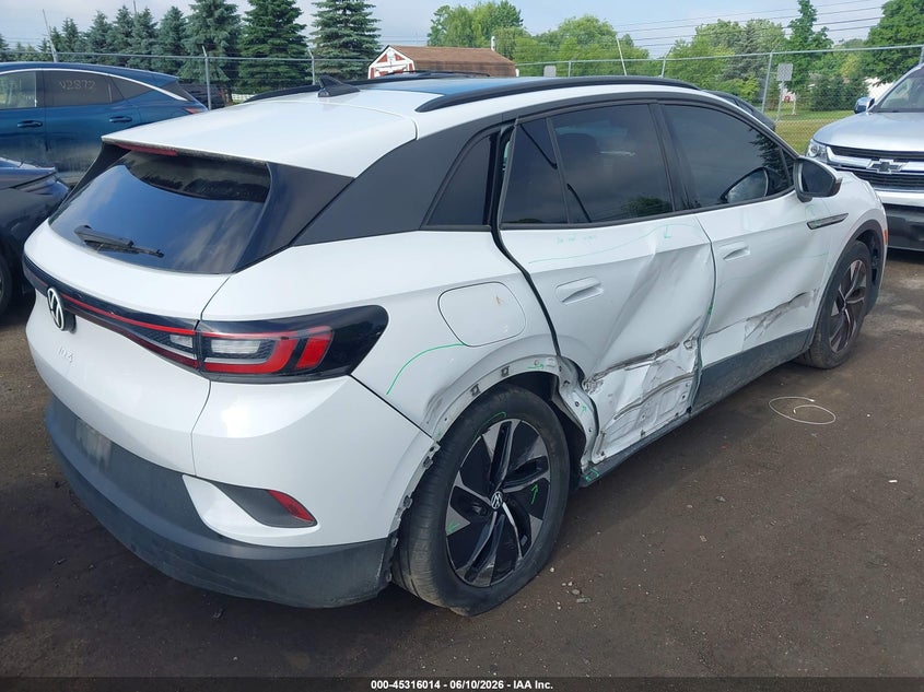 2021 Volkswagen Id.4 VIN WVGTMPE21MP030038 IAAI salvage auction — SIDE, Salvage Title, sold $7,600 on 2026-08-16 (photo 4)