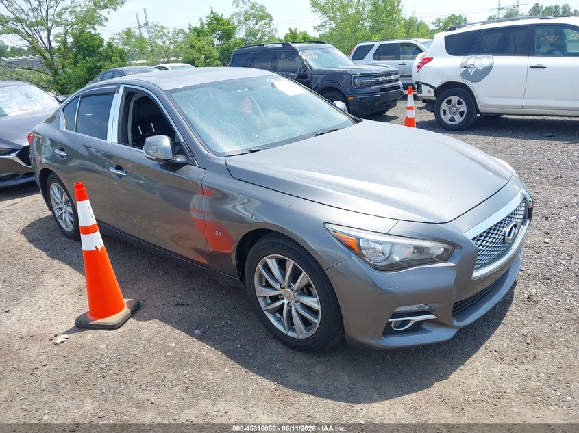 2015 Infiniti Q50 VIN JN1BV7AR7FM412663 IAAI salvage auction — FRONT END, Salvage Title, sold $75 on 2026-07-21 (photo 1)