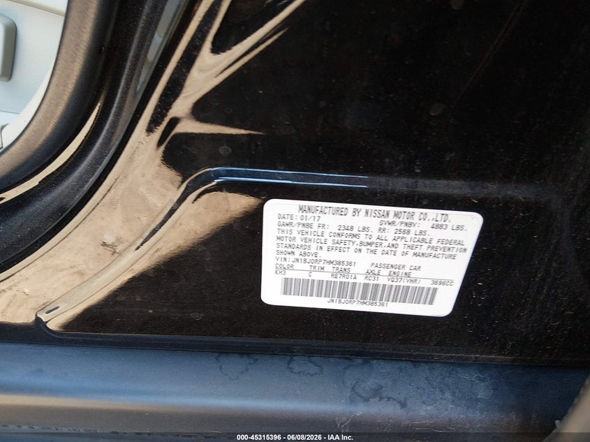 2017 Infiniti Qx50 VIN JN1BJ0RP7HM385361 IAAI salvage auction — FRONT END, Salvage (Arizona), sold $250 on 2026-07-28 (photo 9)