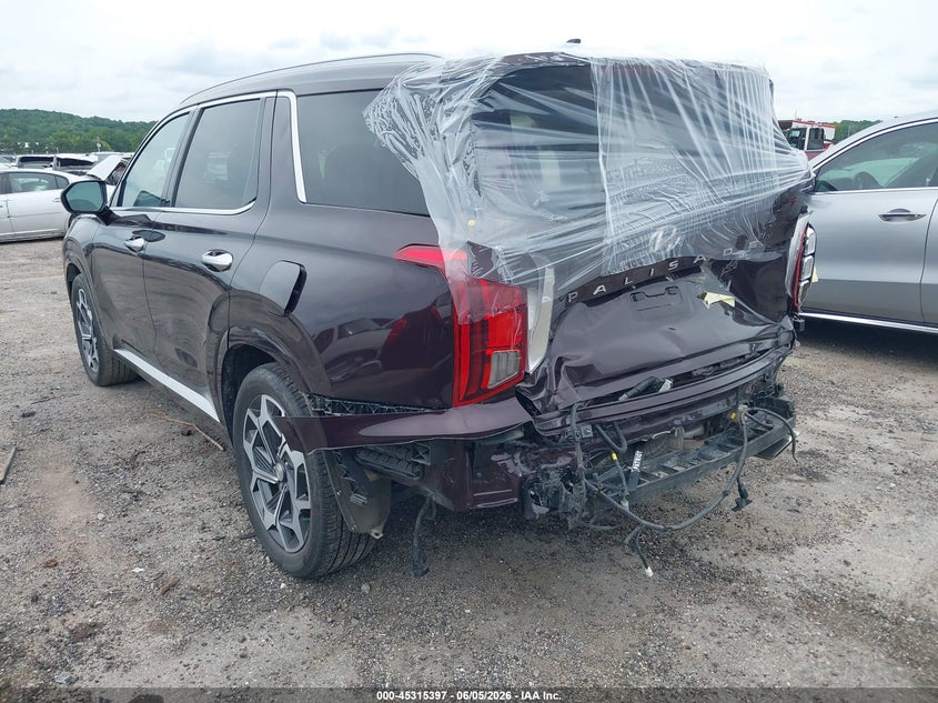 2022 Hyundai Palisade VIN KM8R74HEXNU454522 IAAI salvage auction — REAR END, Salvage Title, sold $8,500 on 2026-07-07 (photo 3)
