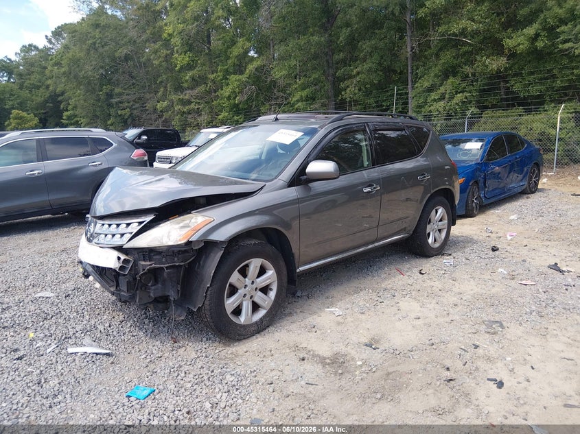 2007 Nissan Murano VIN JN8AZ08W57W626187 IAAI salvage auction — FRONT END, Salvage (South Carolina), sold $250 on 2026-07-14 (photo 2)