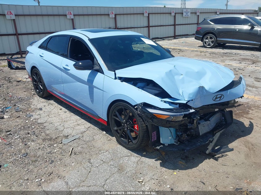 2025 Hyundai Elantra n VIN KMHLW4DKXSU032055 IAAI salvage auction — FRONT END, Salvage Title, sold $6,800 on 2026-07-29 (photo 1)