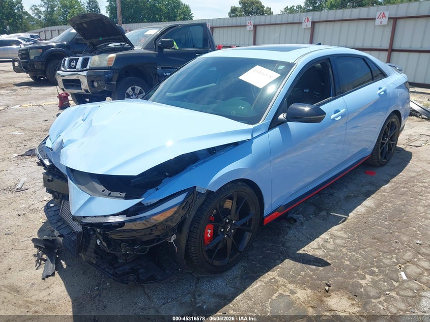 2025 Hyundai Elantra n VIN KMHLW4DKXSU032055 IAAI salvage auction — FRONT END, Salvage Title, sold $6,800 on 2026-07-29 (photo 2)