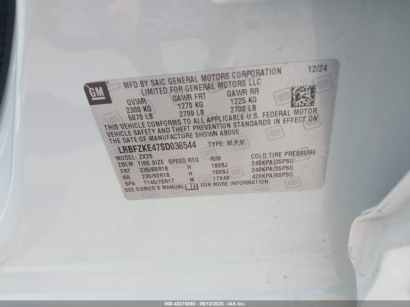 2025 Buick Envision VIN LRBFZKE47SD036544 IAAI salvage auction — REAR END, Salvage (Illinois), sold $8,600 on 2026-07-20 (photo 9)