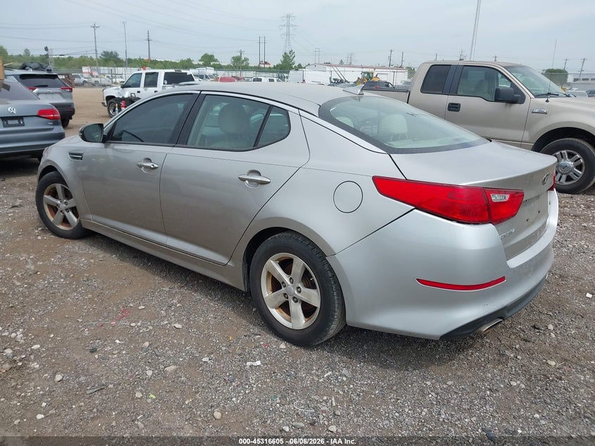 2014 Kia Optima VIN KNAGM4A75E5519350 IAAI salvage auction — NORMAL WEAR, Salvage Title, sold $350 on 2026-07-23 (photo 3)
