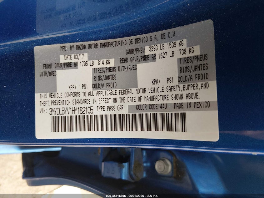 2017 Toyota Yaris VIN 3MYDLBYV1HY182105 IAAI salvage auction — REAR END, Salvage Title, sold $2,250 on 2026-07-08 (photo 9)