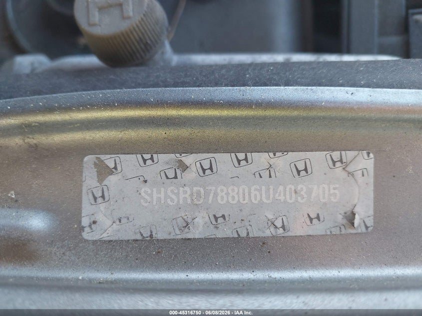 2006 Honda Cr-v VIN SHSRD78806U403705 IAAI salvage auction — ROLLOVER, Salvage (Idaho), sold $100 on 2026-07-14 (photo 9)