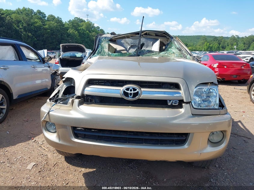 2006 Toyota Sequoia VIN 5TDZT38A26S269426 IAAI salvage auction — FRONT & REAR, Salvage (Alabama), sold $700 on 2026-07-13 (photo 6)