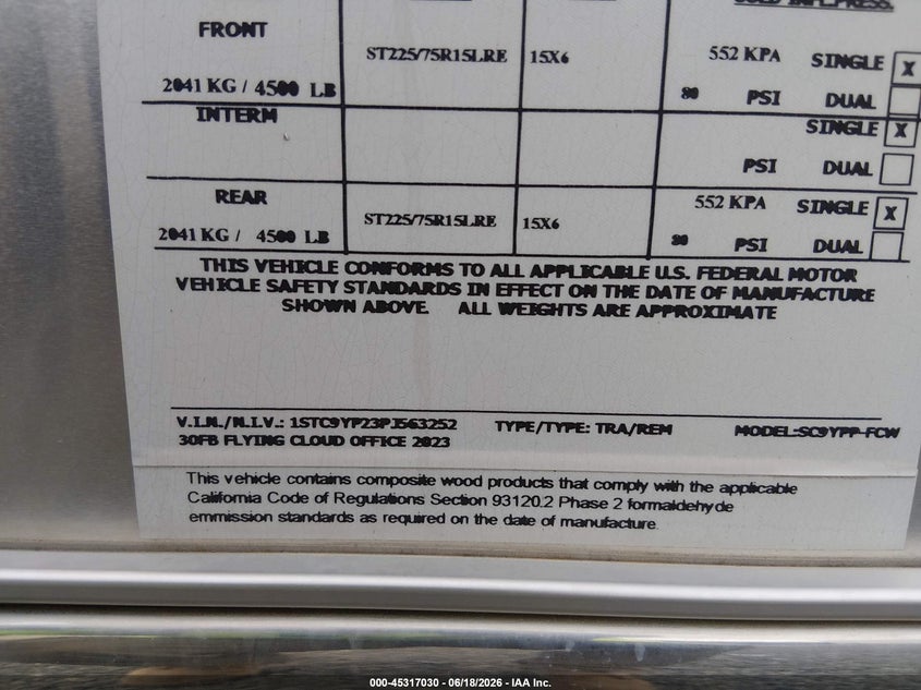 2023 Airstream Other VIN 1STC9YP23PJ563252 IAAI salvage auction — UNKNOWN, Salvage (Missouri), sold $38,450 on 2026-07-15 (photo 9)