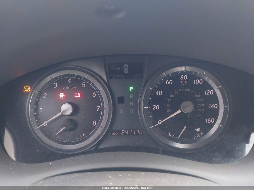 2008 Lexus ES VIN JTHBJ46G282237511 IAAI salvage auction — NORMAL WEAR, Clear (Georgia), sold $925 on 2026-07-10 (photo 7)