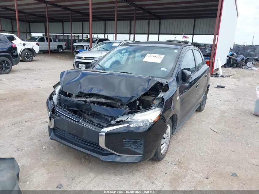 2021 Mitsubishi Mirage VIN ML32AUHJ0MH007566 IAAI salvage auction — FRONT END, Salvage (Texas), sold $1,350 on 2026-07-28 (photo 2)