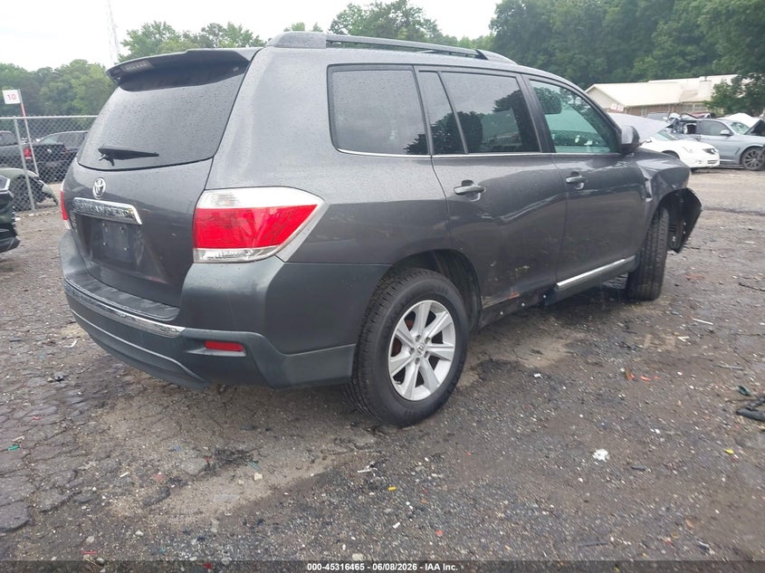 2013 Toyota Highlander VIN 5TDZK3EH8DS116907 IAAI salvage auction — FRONT END, Salvage Title, sold $850 on 2026-07-22 (photo 4)
