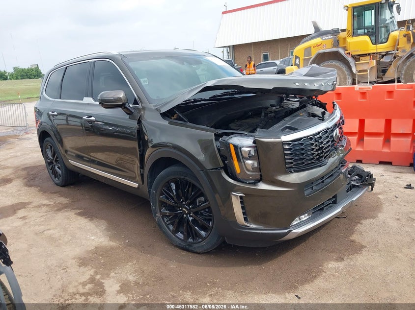 2021 Kia Telluride VIN 5XYP5DHC6MG129270 IAAI salvage auction — LEFT FRONT, Clear (Oklahoma), sold $5,900 on 2026-09-10 (photo 1)