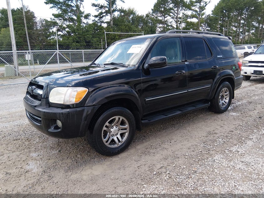 2005 Toyota Sequoia VIN 5TDZT38A05S261601 IAAI salvage auction — FRONT & REAR, Clear (Alabama), sold $600 on 2026-07-06 (photo 2)