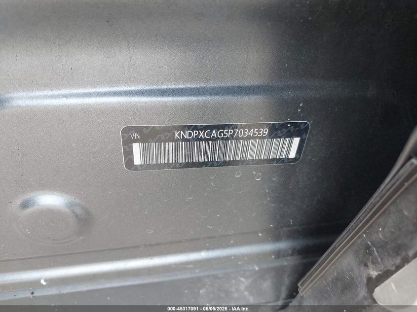 2023 Kia Sportage VIN KNDPXCAG5P7034539 IAAI salvage auction — INTERIOR BURN, Salvage Title, sold $25 on 2026-07-22 (photo 9)