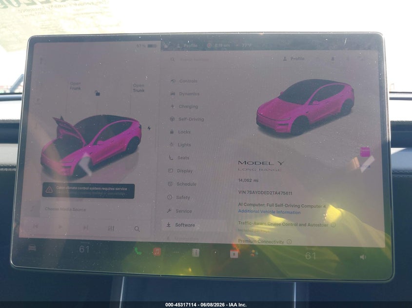 2026 Tesla Model y VIN 7SAYGDED2TA475611 IAAI salvage auction — SIDE, Salvage Title, sold $16,000 on 2026-07-15 (photo 7)