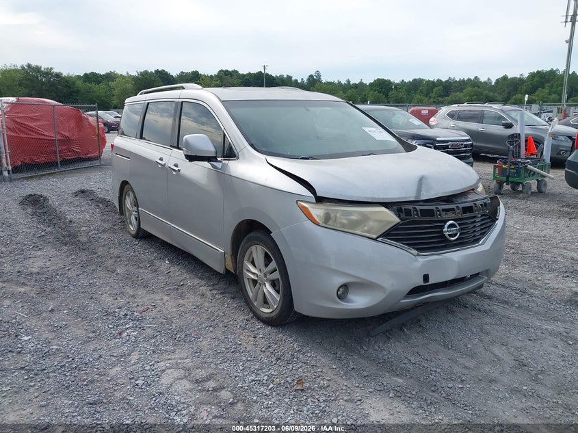 2013 Nissan Quest VIN JN8AE2KP1D9066512 IAAI salvage auction — FRONT END, Rebuildable (Florida), sold $300 on 2026-07-30 (photo 1)