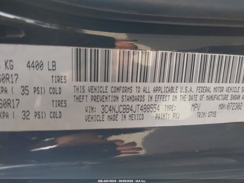 2018 Jeep Compass VIN 3C4NJCBB4JT488554 IAAI salvage auction — FRONT END, Salvage Title, sold $2,800 on 2026-07-15 (photo 9)