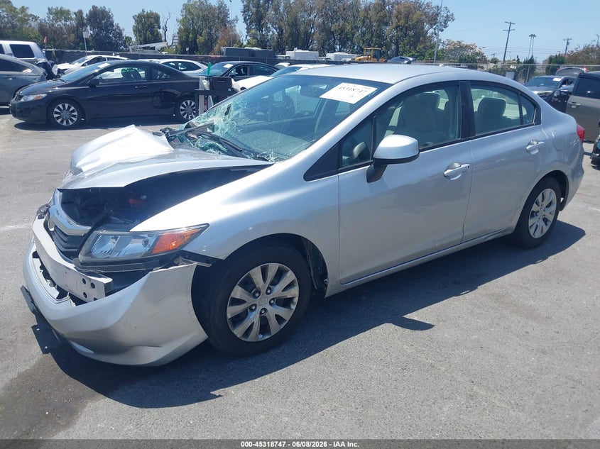 2012 Honda Civic VIN 19XFB2F5XCE367857 IAAI salvage auction — FRONT END, Salvage Title, sold $1,625 on 2026-07-09 (photo 2)
