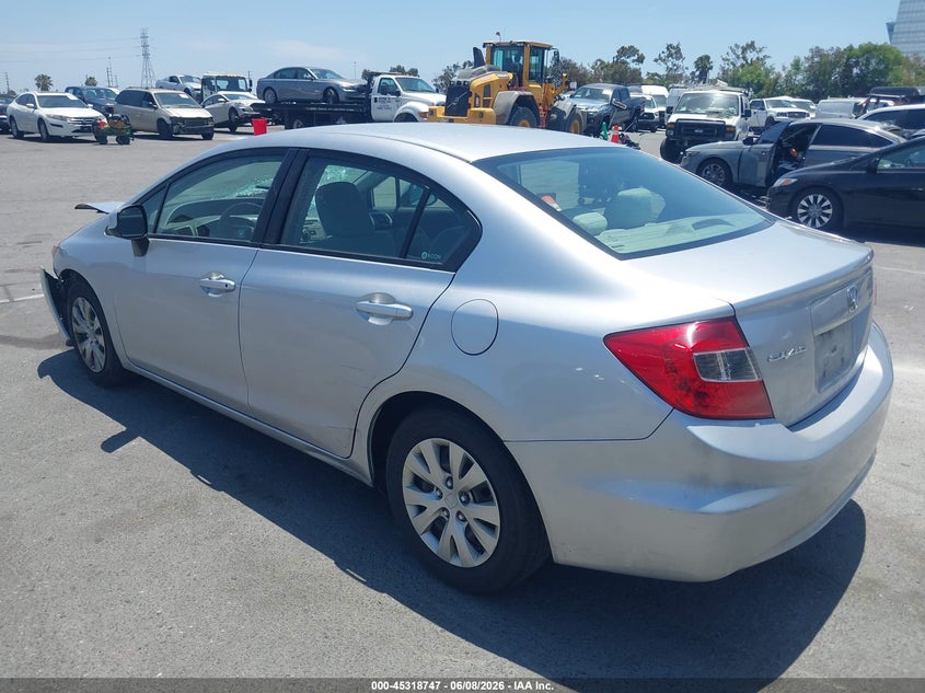 2012 Honda Civic VIN 19XFB2F5XCE367857 IAAI salvage auction — FRONT END, Salvage Title, sold $1,625 on 2026-07-09 (photo 3)