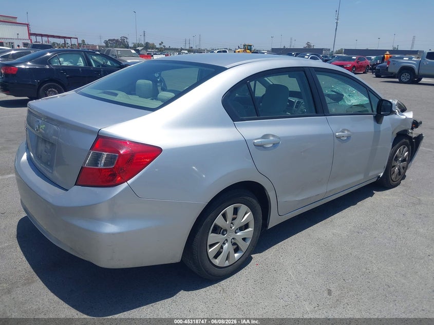 2012 Honda Civic VIN 19XFB2F5XCE367857 IAAI salvage auction — FRONT END, Salvage Title, sold $1,625 on 2026-07-09 (photo 4)