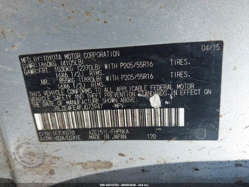 2015 Scion Xb VIN JTLZE4FE4FJ073947 IAAI salvage auction — VANDALISM, Clear (New York), sold $425 on 2026-07-09 (photo 9)