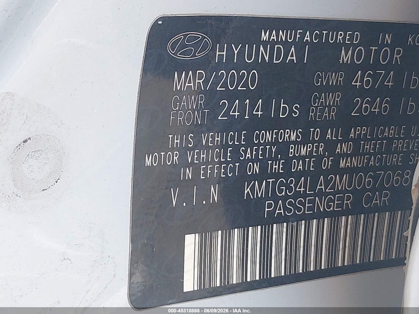2021 Genesis G70 VIN KMTG34LA2MU067068 IAAI salvage auction — SIDE, Salvage Title, sold $4,600 on 2026-07-23 (photo 9)