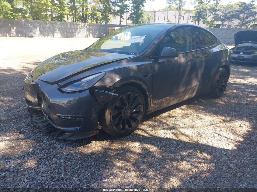 2021 Tesla Model y VIN 5YJYGDEF5MF121536 IAAI salvage auction — FRONT END, Salvage Title, sold $13,900 on 2026-07-15 (photo 2)