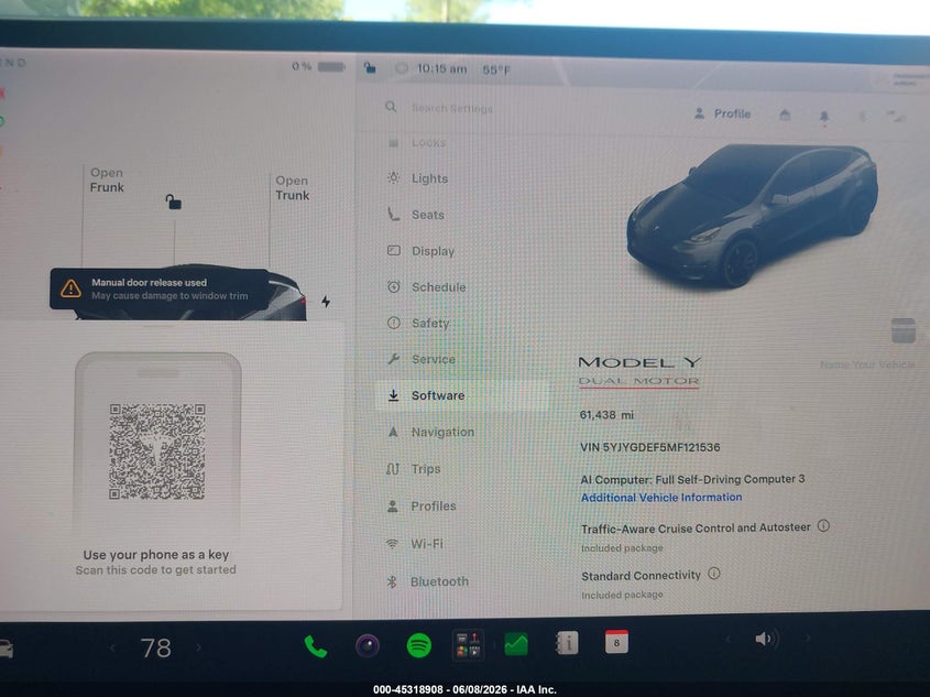 2021 Tesla Model y VIN 5YJYGDEF5MF121536 IAAI salvage auction — FRONT END, Salvage Title, sold $13,900 on 2026-07-15 (photo 7)