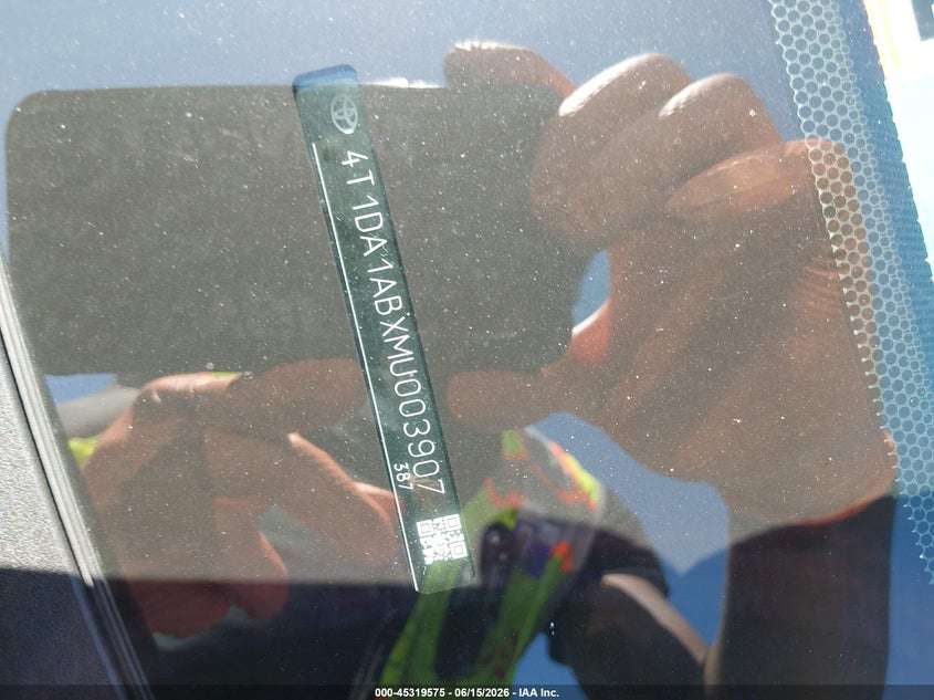 2021 Toyota Avalon VIN 4T1DA1ABXMU003907 IAAI salvage auction — FRONT END, Salvage (Pennsylvania), sold $8,900 on 2026-07-17 (photo 9)