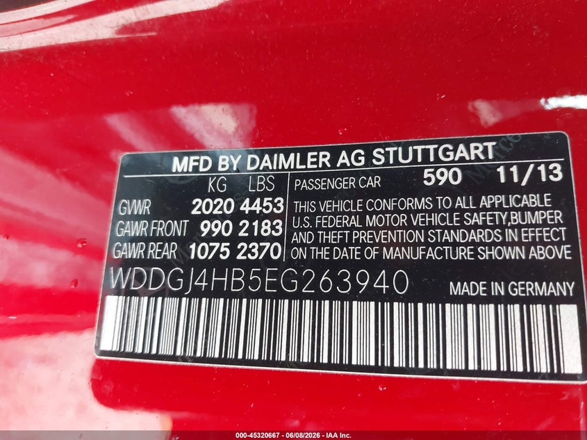 2014 Mercedes-benz C-klasse VIN WDDGJ4HB5EG263940 IAAI salvage auction — FRONT & REAR, Original (Texas), sold $1,150 on 2026-08-12 (photo 9)