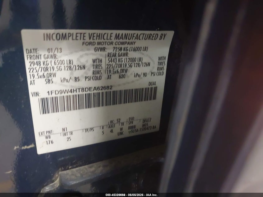 2013 Ford F450 VIN 1FD9W4HT8DEA62682 IAAI salvage auction — NORMAL WEAR, Sf97 (Michigan), sold $16,100 on 2026-07-14 (photo 9)