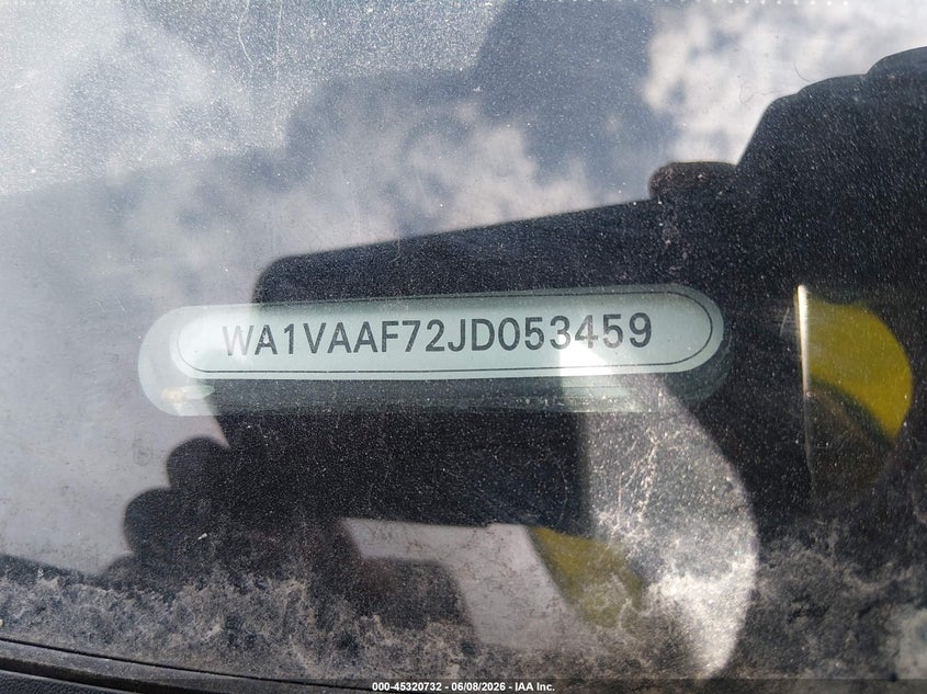 2018 Audi Q7 VIN WA1VAAF72JD053459 IAAI salvage auction — NORMAL WEAR, Clear (South Carolina), sold $3,300 on 2026-07-21 (photo 9)
