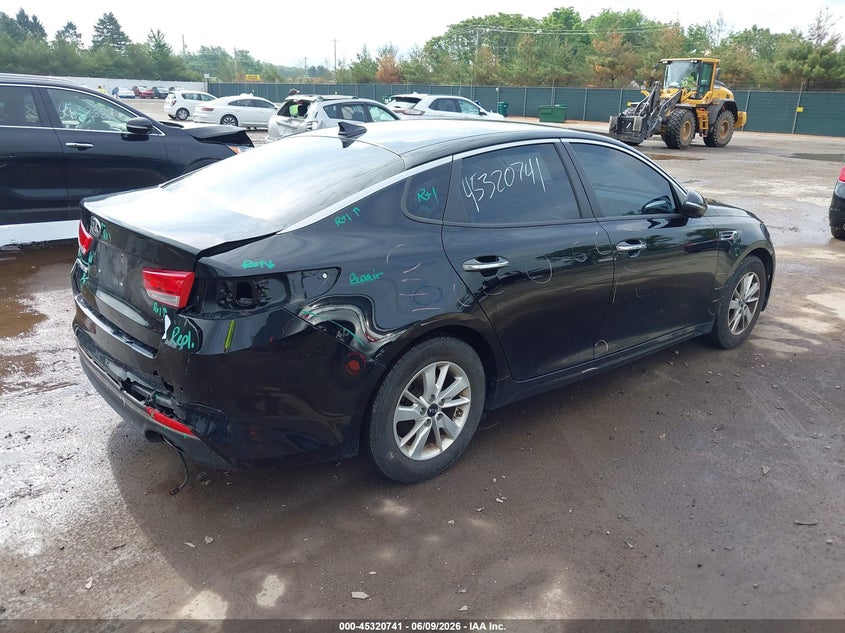 2018 Kia Optima VIN 5XXGT4L38JG212633 IAAI salvage auction — FRONT & REAR, Salvage Title, sold $1,150 on 2026-07-14 (photo 4)