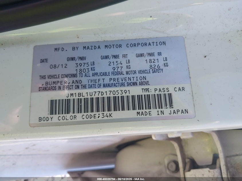 2013 Mazda 3 VIN JM1BL1U77D1705391 IAAI salvage auction — REPOSSESSION, Nrc Lienholder Repossession Paperwork (Mississippi), sold $1,900 on 2026-07-10 (photo 9)