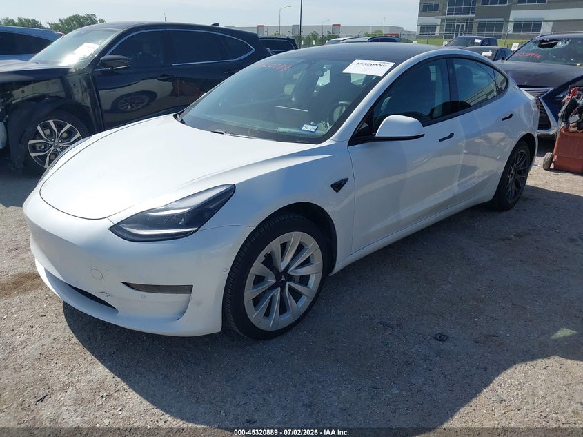 2021 Tesla Model 3 VIN 5YJ3E1EA7MF051377 IAAI salvage auction — LEFT FRONT, Salvage (Texas), sold $8,100 on 2026-07-28 (photo 2)