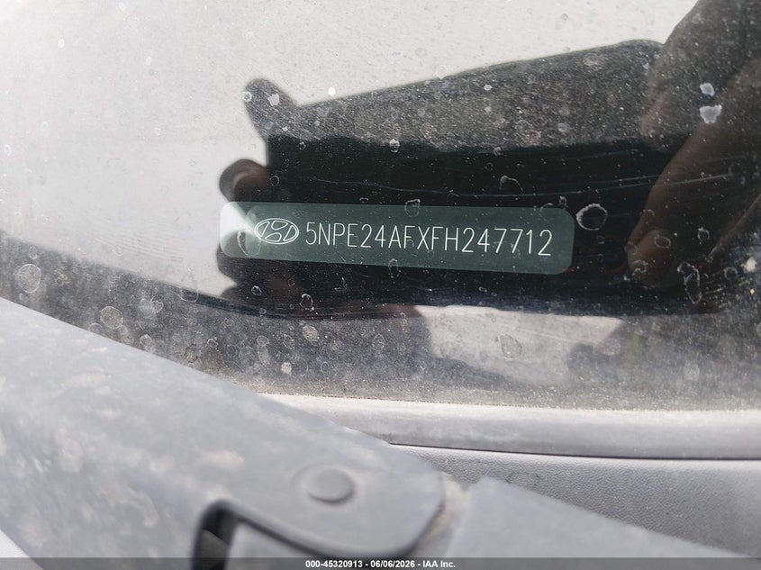 2015 Hyundai Sonata VIN 5NPE24AFXFH247712 IAAI salvage auction — NORMAL WEAR, Clear - Dealer Only (California), sold $1,350 on 2026-07-09 (photo 9)
