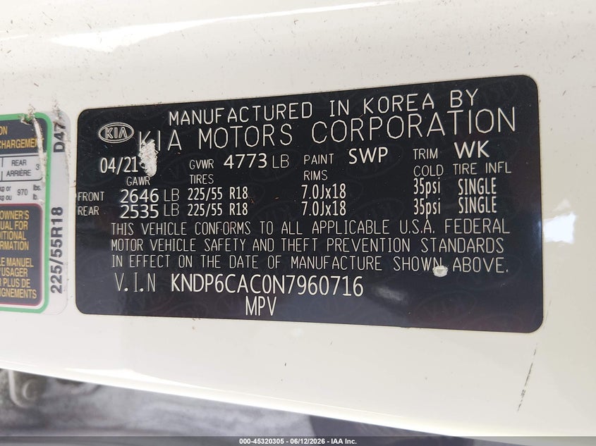 2022 Kia Sportage VIN KNDP6CAC0N7960716 IAAI salvage auction — SIDE, Salvage (Tennessee), sold $5,200 on 2026-07-09 (photo 9)