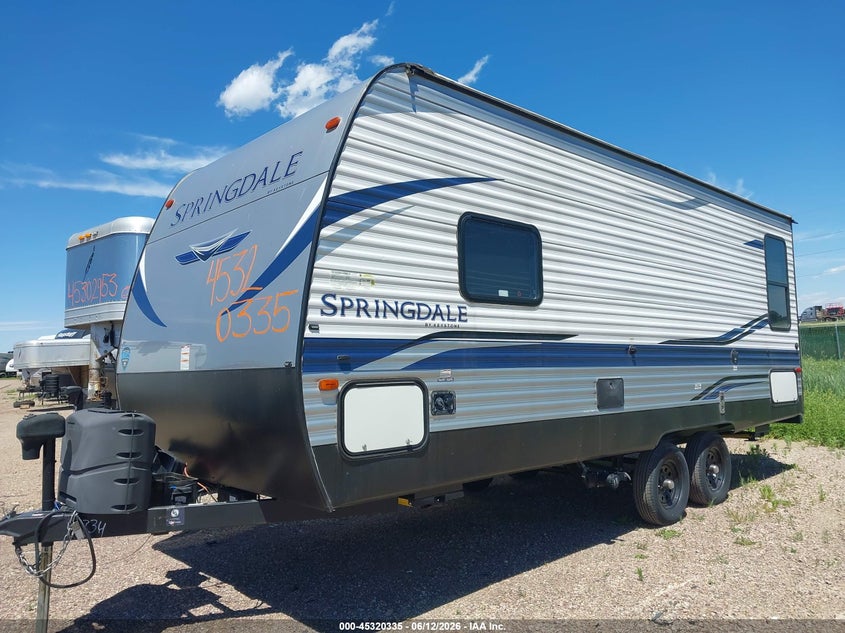 2021 Keystone Springdale VIN 4YDT20223M3108734 IAAI salvage auction — STORM DAMAGE, Regular Certificate (Iowa), sold $8,150 on 2026-08-11 (photo 2)