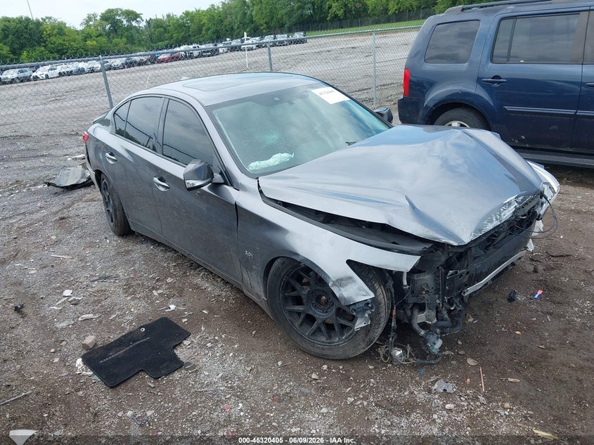 2017 Infiniti Q50 VIN JN1EV7ARXHM838346 IAAI salvage auction — FRONT END, Salvage Title, sold $375 on 2026-07-23 (photo 1)