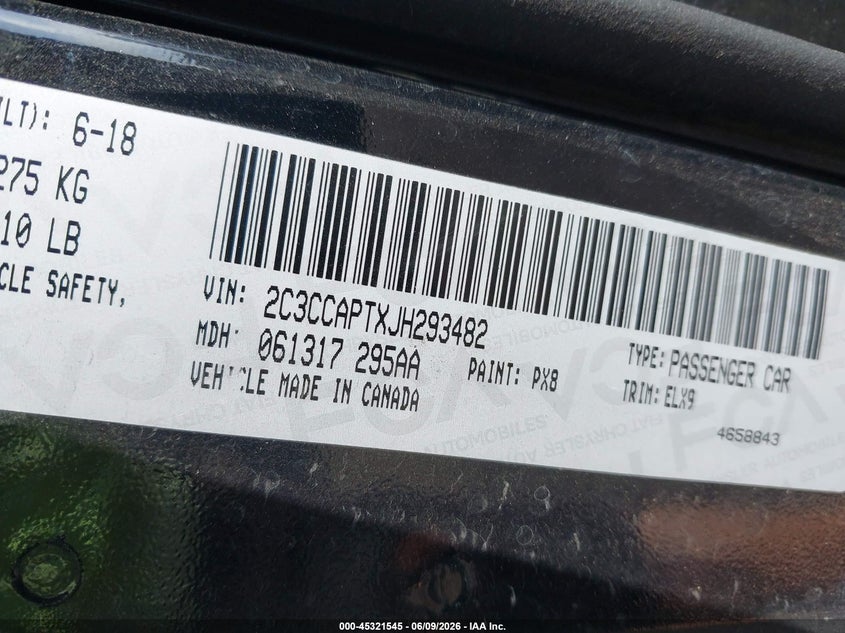 2018 Chrysler 300 VIN 2C3CCAPTXJH293482 IAAI salvage auction — SIDE, Salvage Title, sold $8,100 on 2026-07-23 (photo 9)