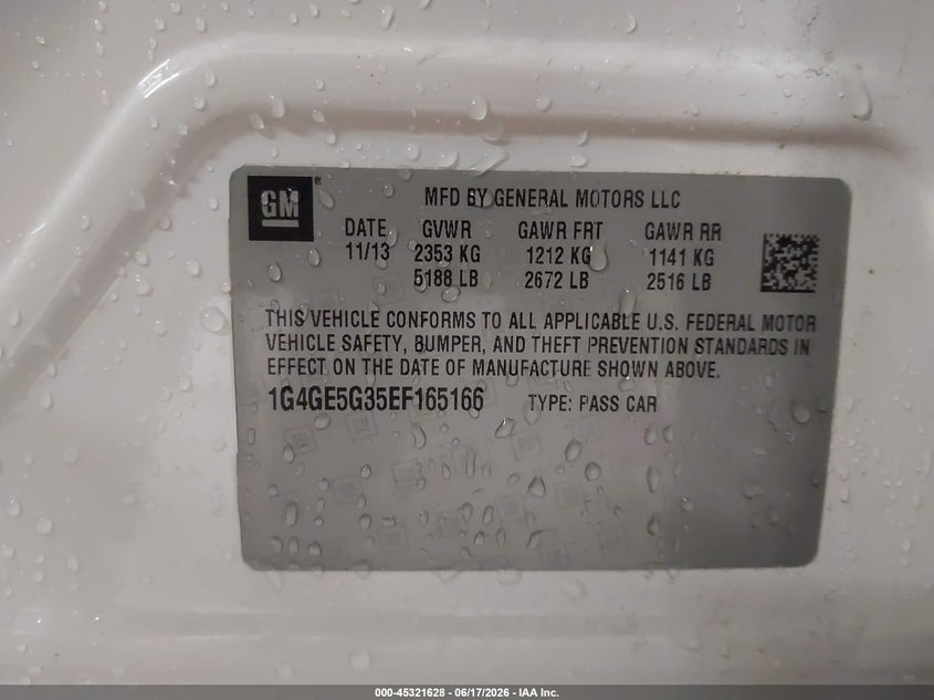2014 Buick Lacrosse VIN 1G4GE5G35EF165166 IAAI salvage auction — FRONT END, Salvage (Iowa), sold $2,100 on 2026-07-28 (photo 9)