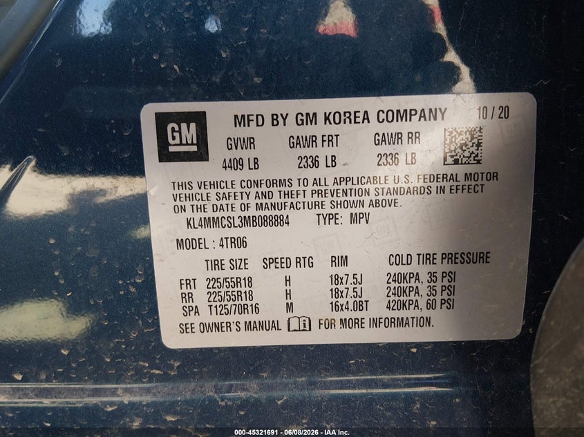 2021 Buick Encore gx VIN KL4MMCSL3MB088884 IAAI salvage auction — SIDE, Salvage Title, sold $3,500 on 2026-07-20 (photo 9)