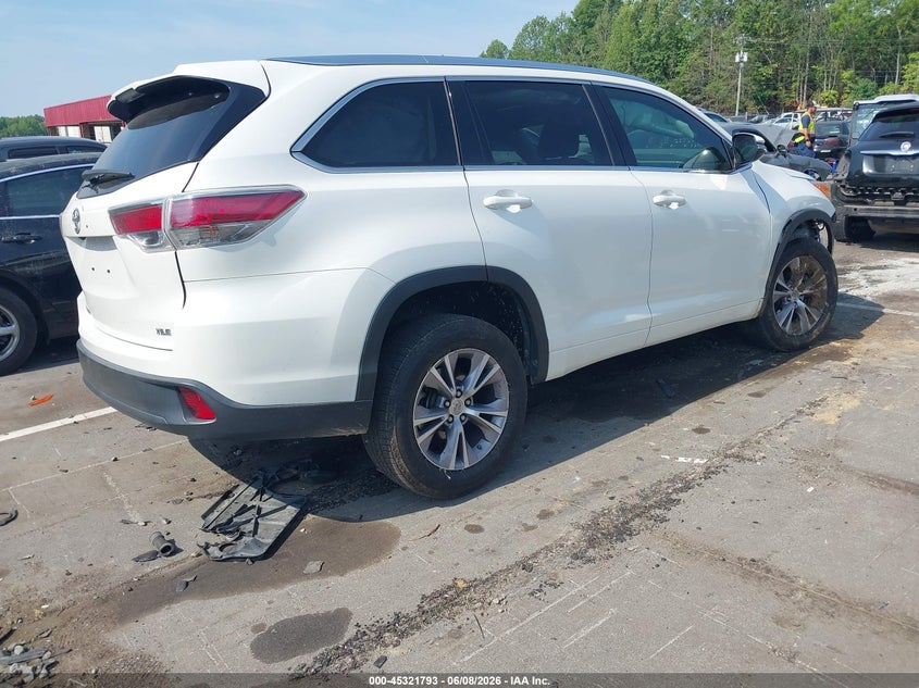 2014 Toyota Highlander VIN 5TDKKRFH5ES019667 IAAI salvage auction — FRONT END, Salvage Title, sold $2,550 on 2026-07-30 (photo 4)