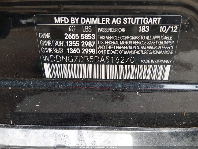 2013 Mercedes-benz S-klasse VIN WDDNG7DB5DA516270 IAAI salvage auction — NORMAL WEAR, Salvage Title, sold $1,550 on 2026-07-14 (photo 9)